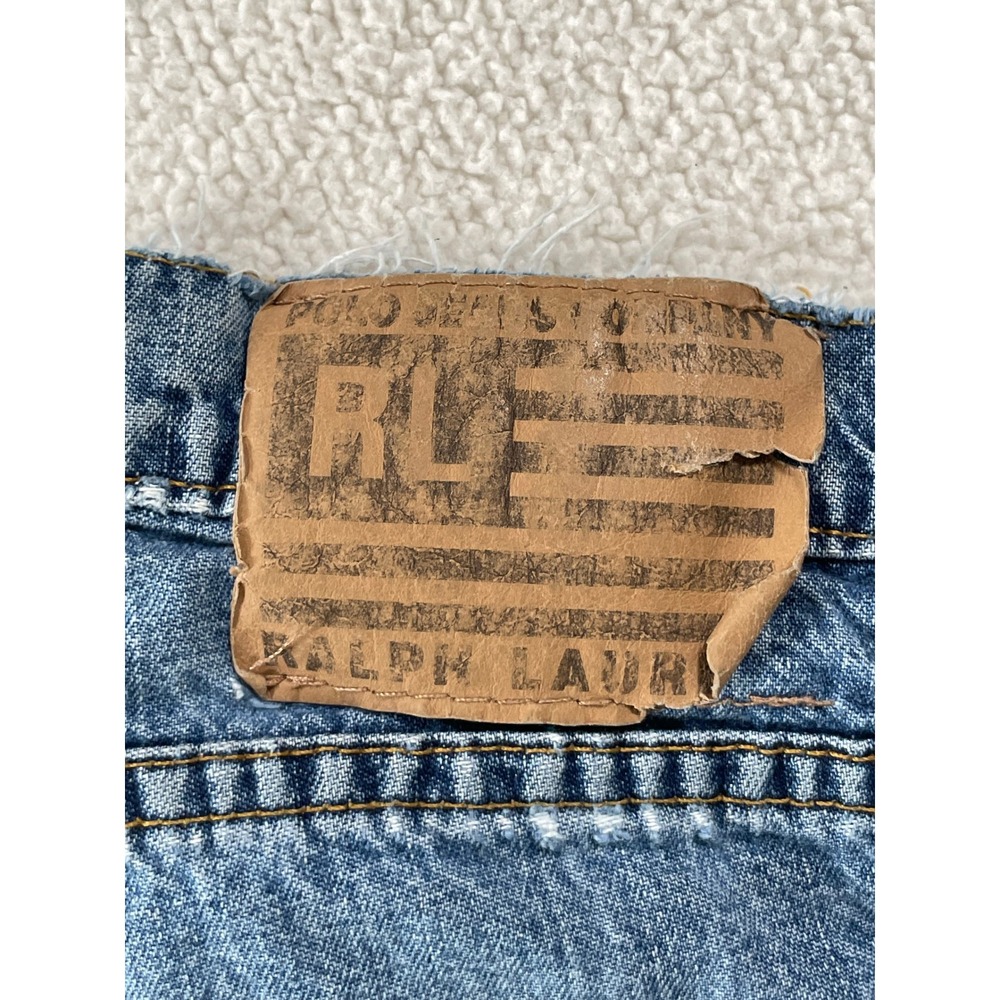 Polo Jeans Co. Mens 8 Relaxed Jean Blue Denim Distressed Faded Medium Wash Holes - Picture 7 of 16